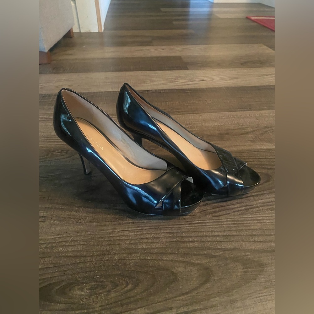 Elegant Black Peep-Toe Heels